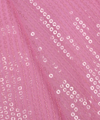 Baby pink color all over Premium water Sequins Georgette Fabric