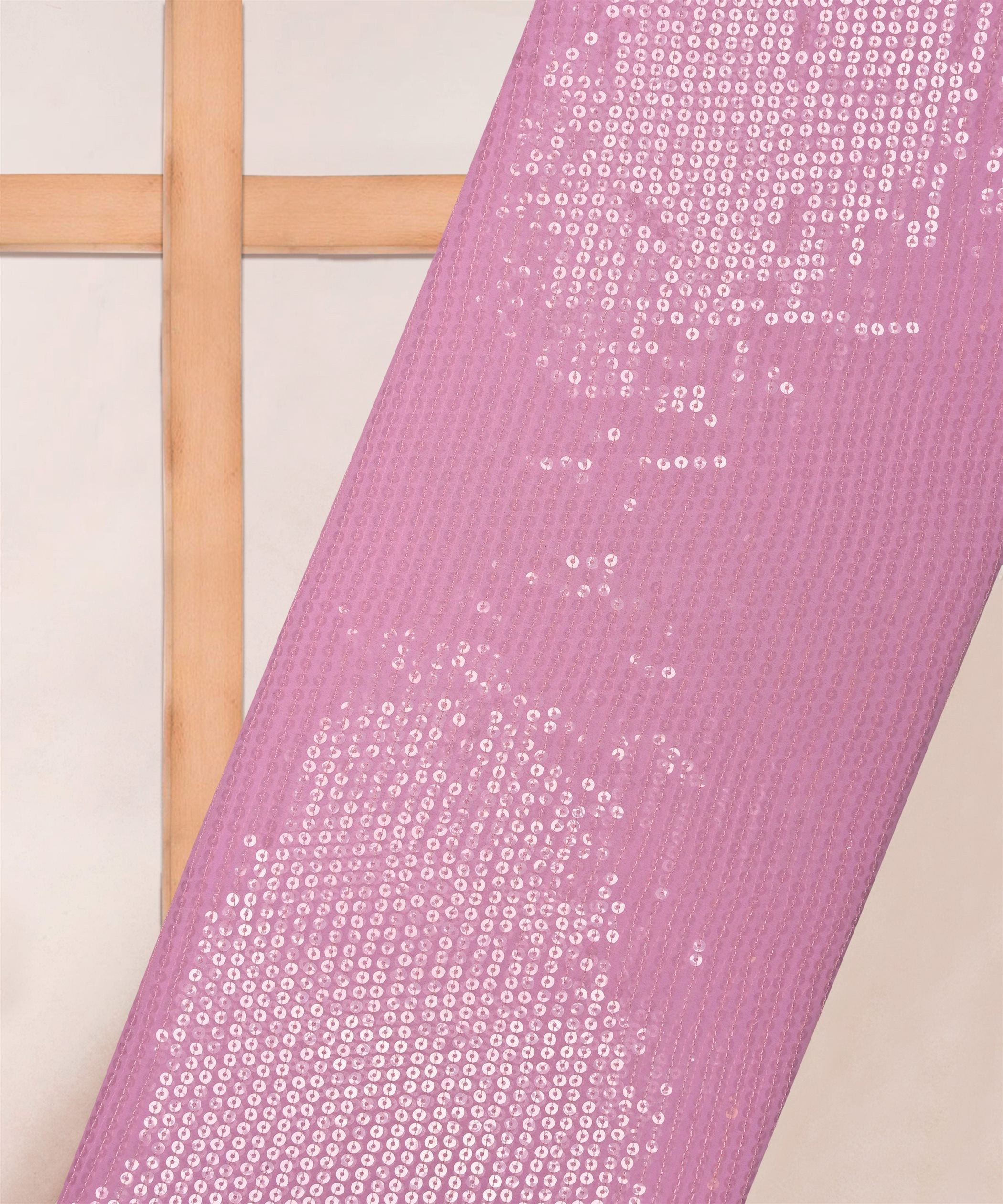 Baby pink color all over Premium water Sequins Georgette Fabric