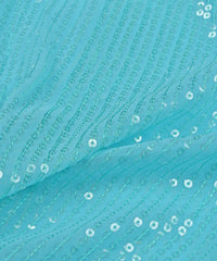 Sky Blue color all over Premium water Sequins Georgette Fabric