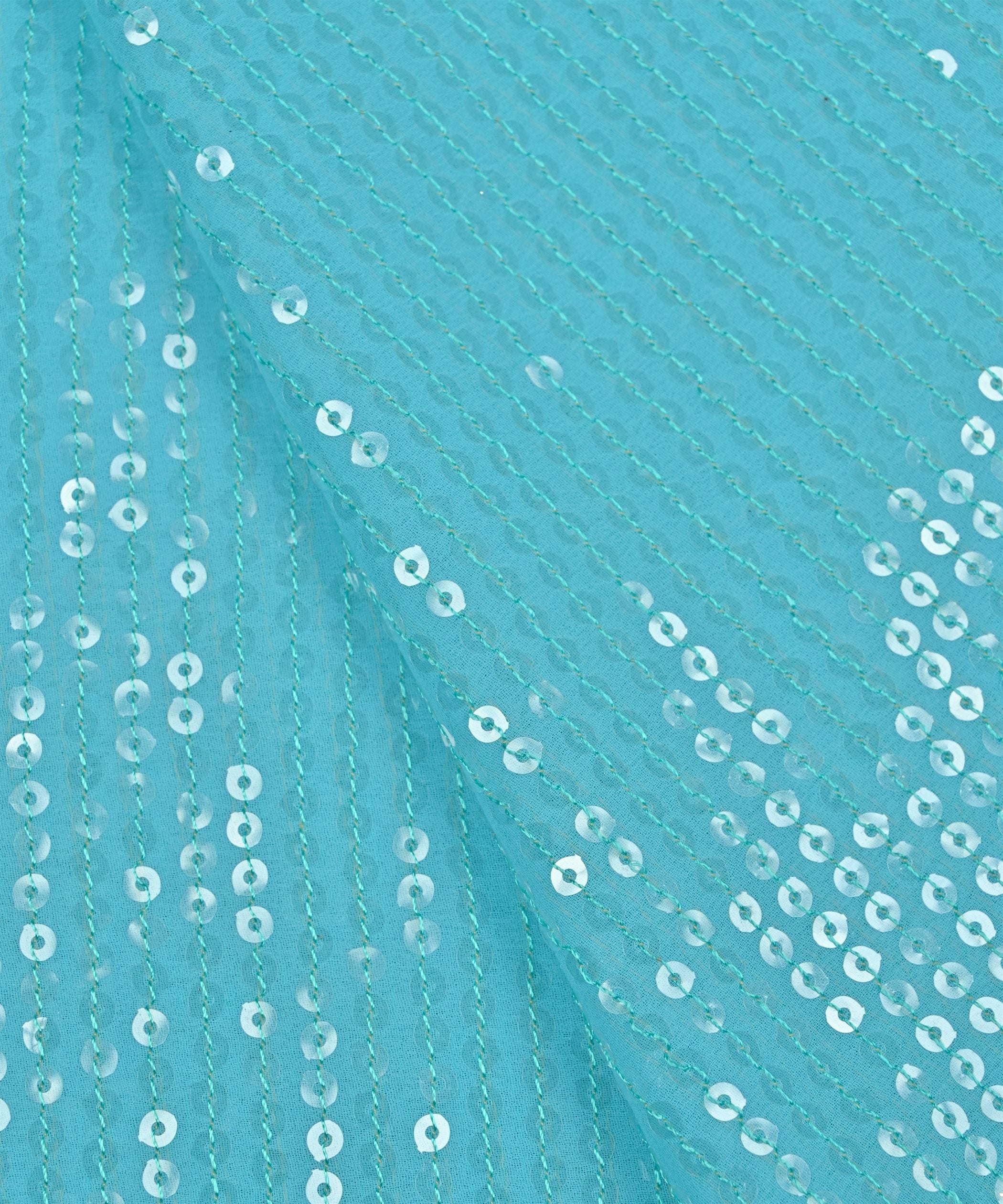Sky Blue color all over Premium water Sequins Georgette Fabric