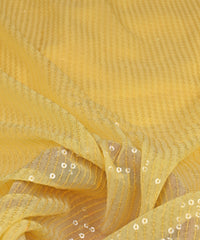 Yellow color all over Premium water Sequins Georgette Fabric