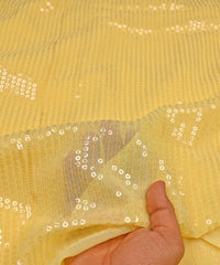 Yellow color all over Premium water Sequins Georgette Fabric