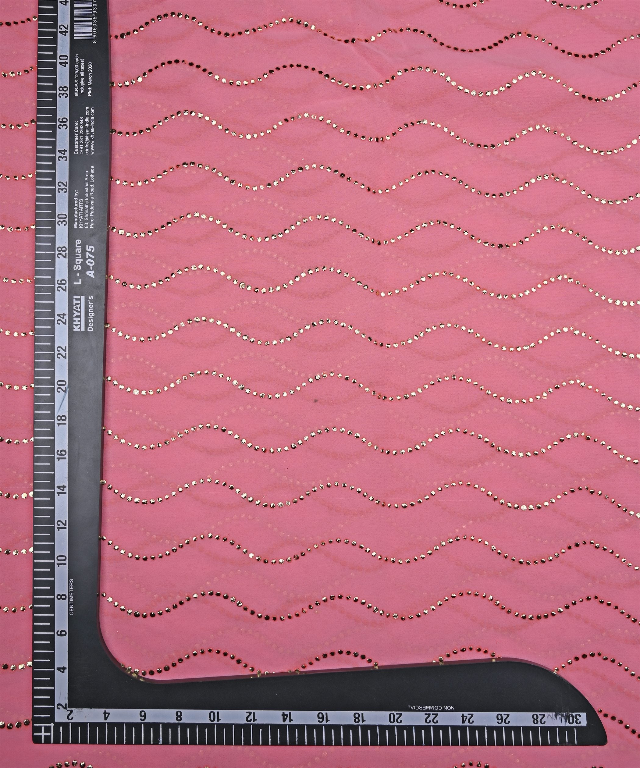 Light Coral Georgette Fabric with Mukaish Work-5mtr