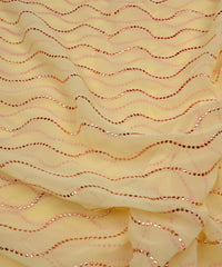 Yellow Georgette Fabric with Mukaish Work Light