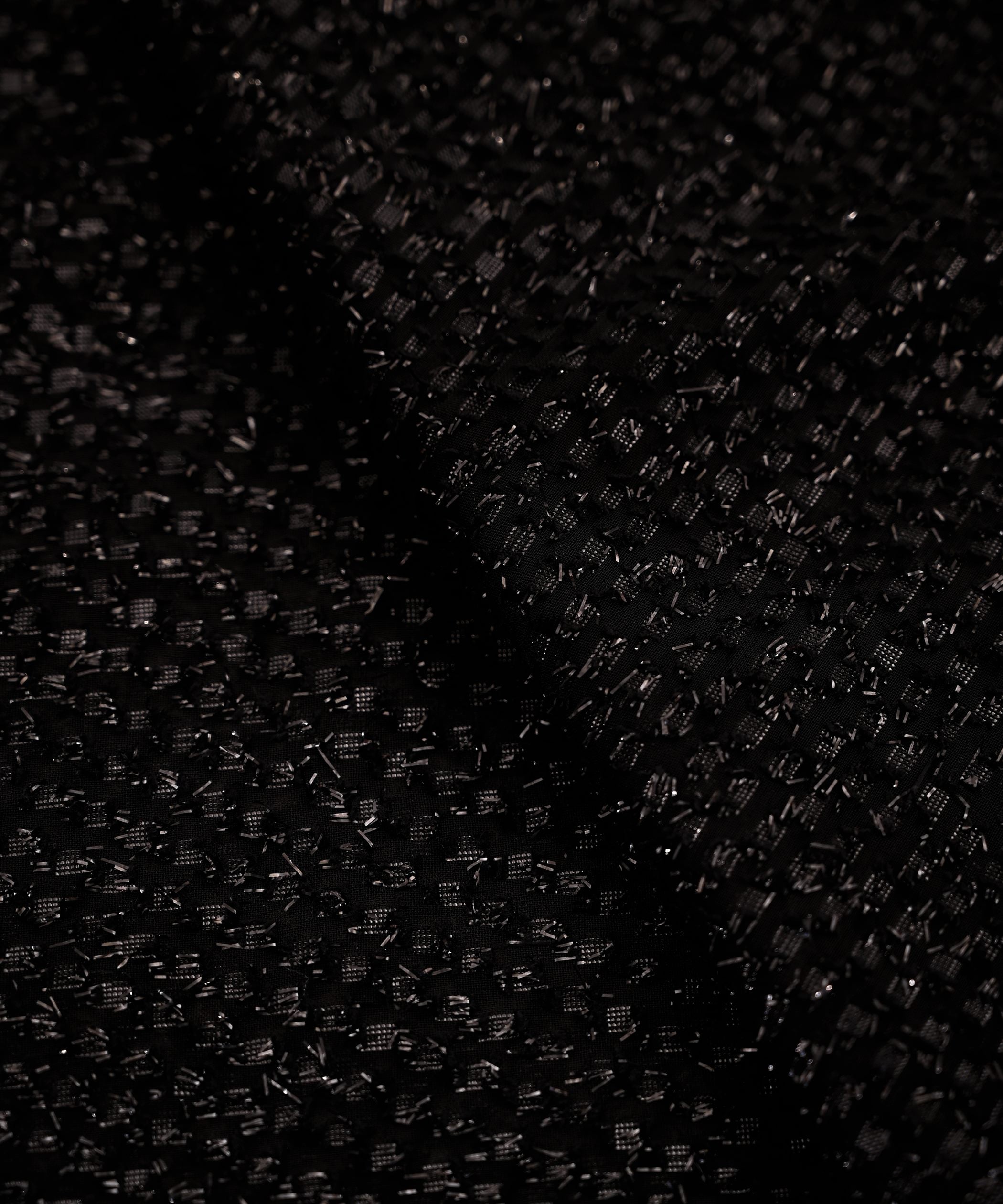 Black Glittery Fur Georgette Fabric