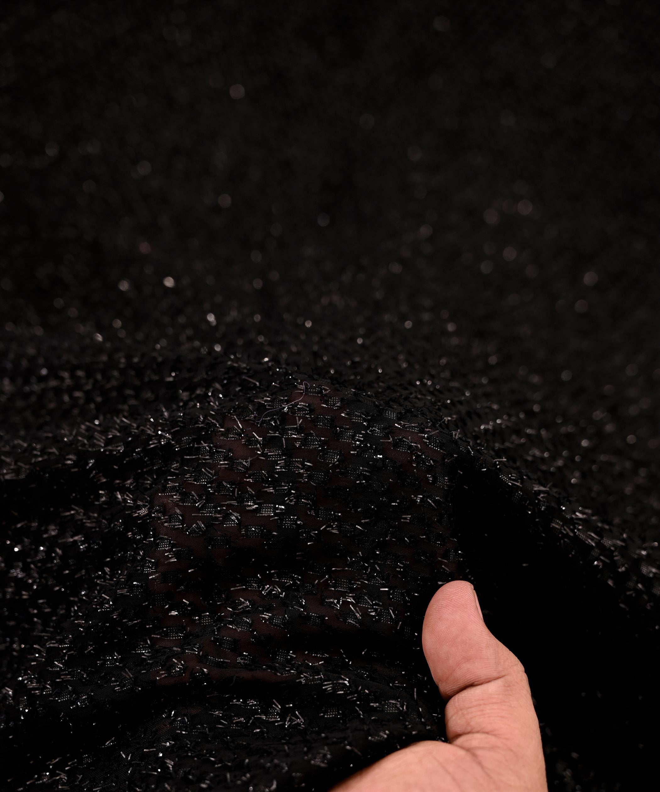 Black Glittery Fur Georgette Fabric
