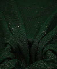 Dark Green Glittery Fur Georgette Fabric