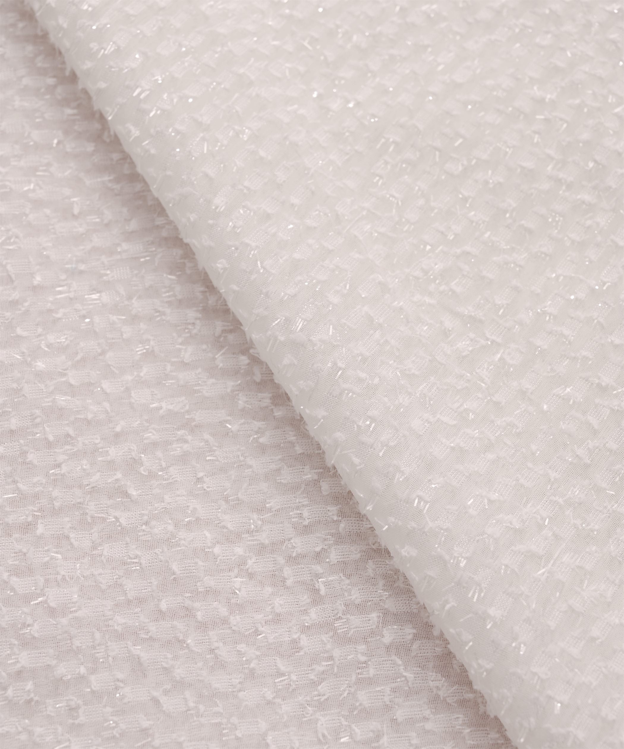 White Glittery Fur Georgette Fabric