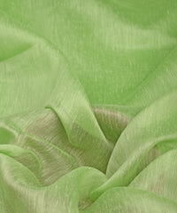 Green Linen Fabric with Zari Border(cut-5.5 mtr)