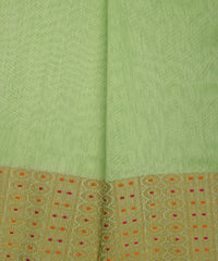 Green Linen Fabric with Zari Border(cut-5.5 mtr)