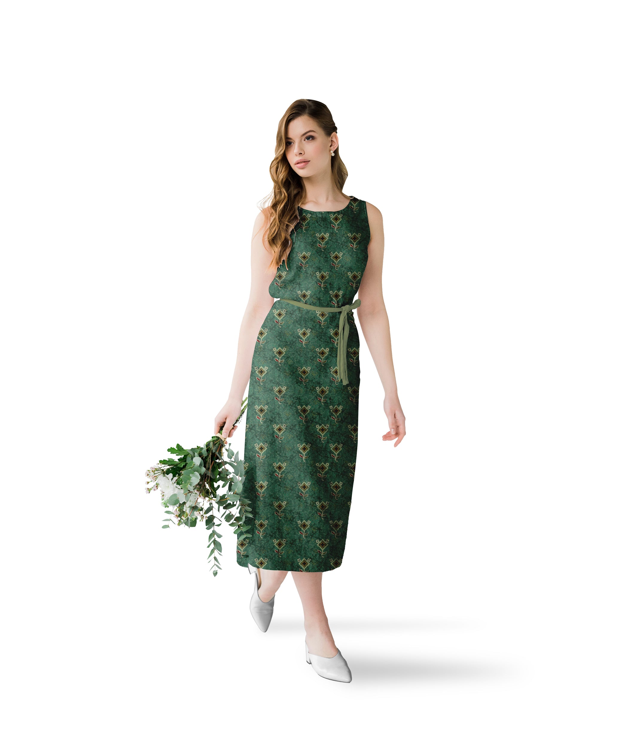 Green-Geometric Ajrakh Flower Print