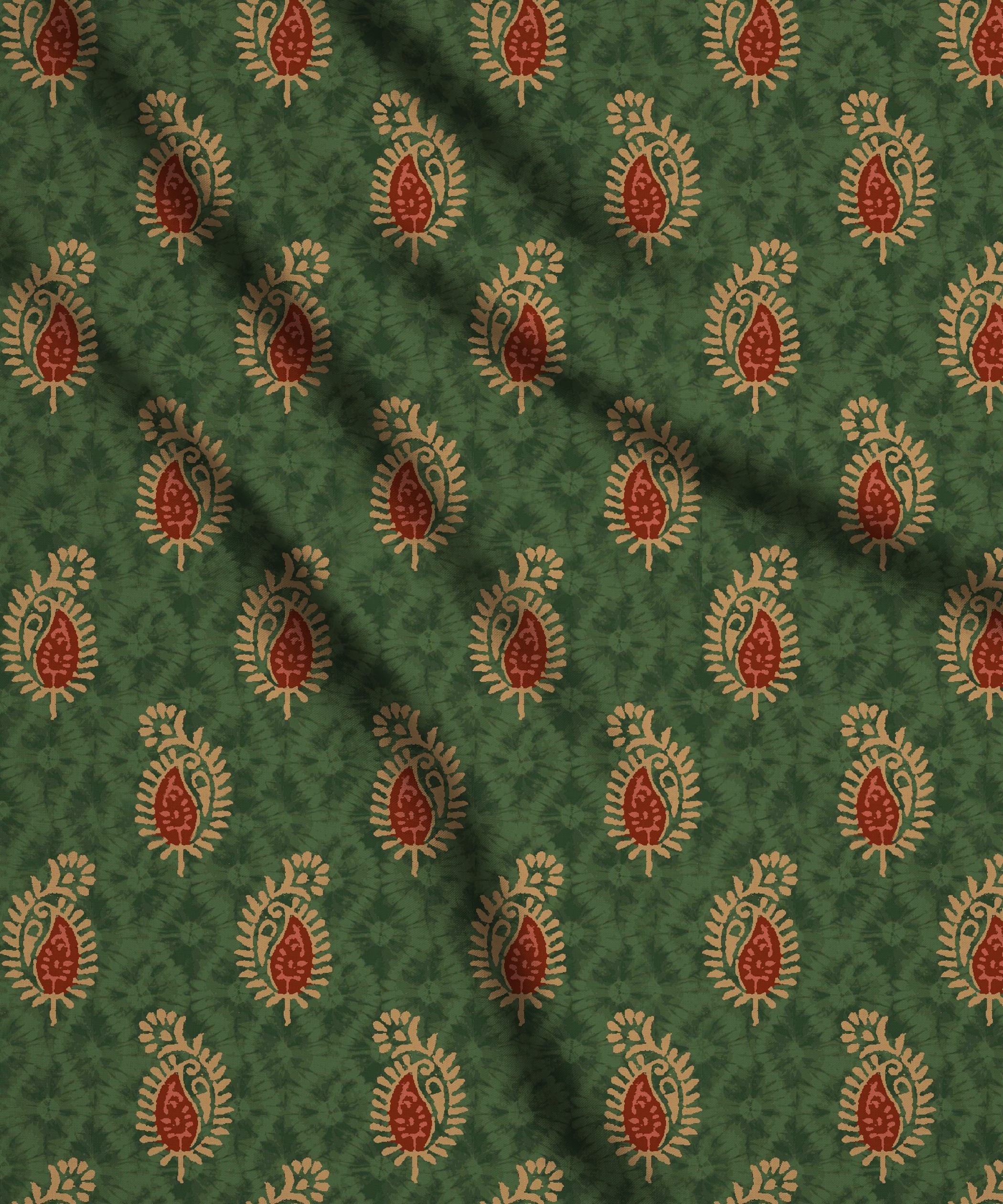 Green-Shibori with Batik Print