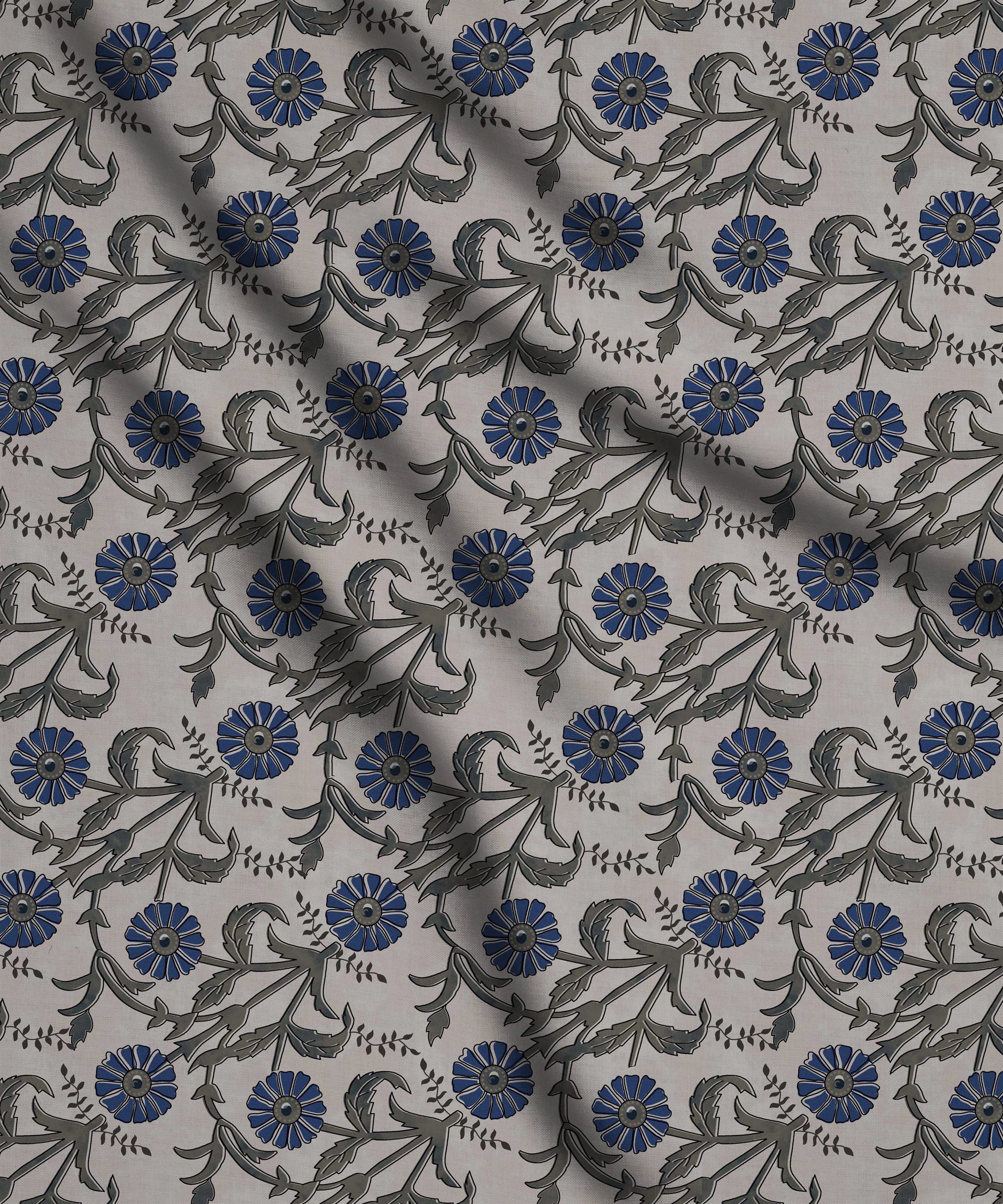 Grey-Blue Ajrakh Print