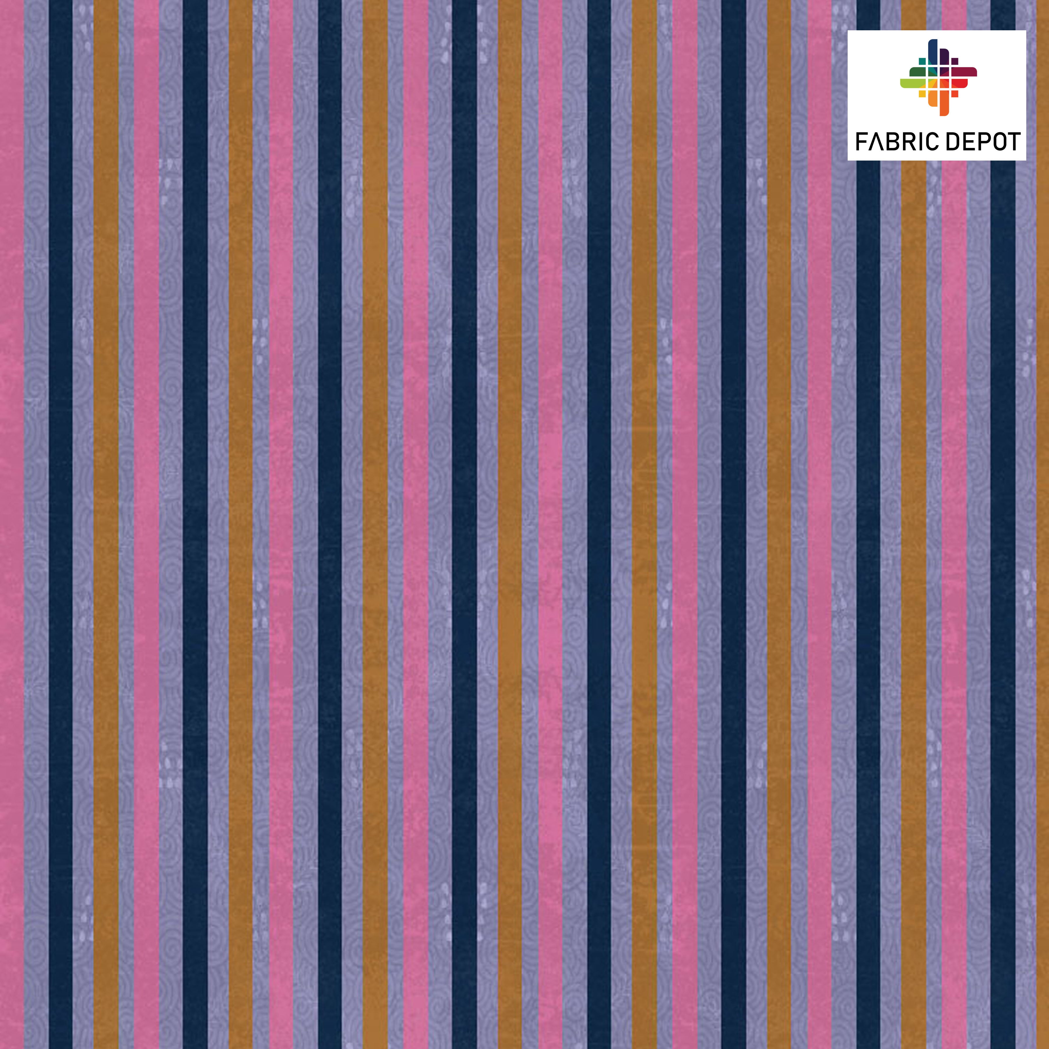Grey Purple Multi Striped Print