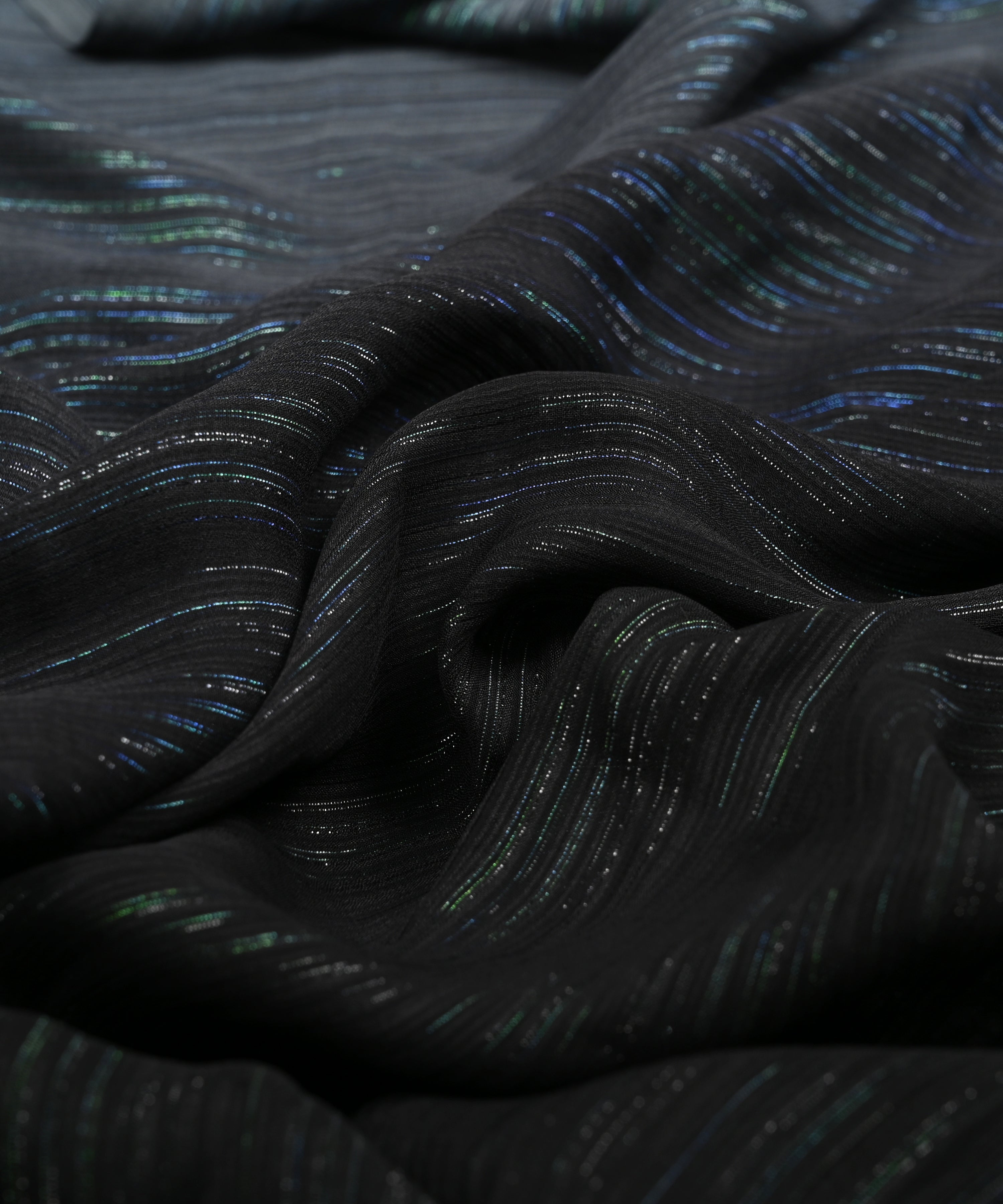 Black & Grey Shaded Georgette Fabric with Satin patta