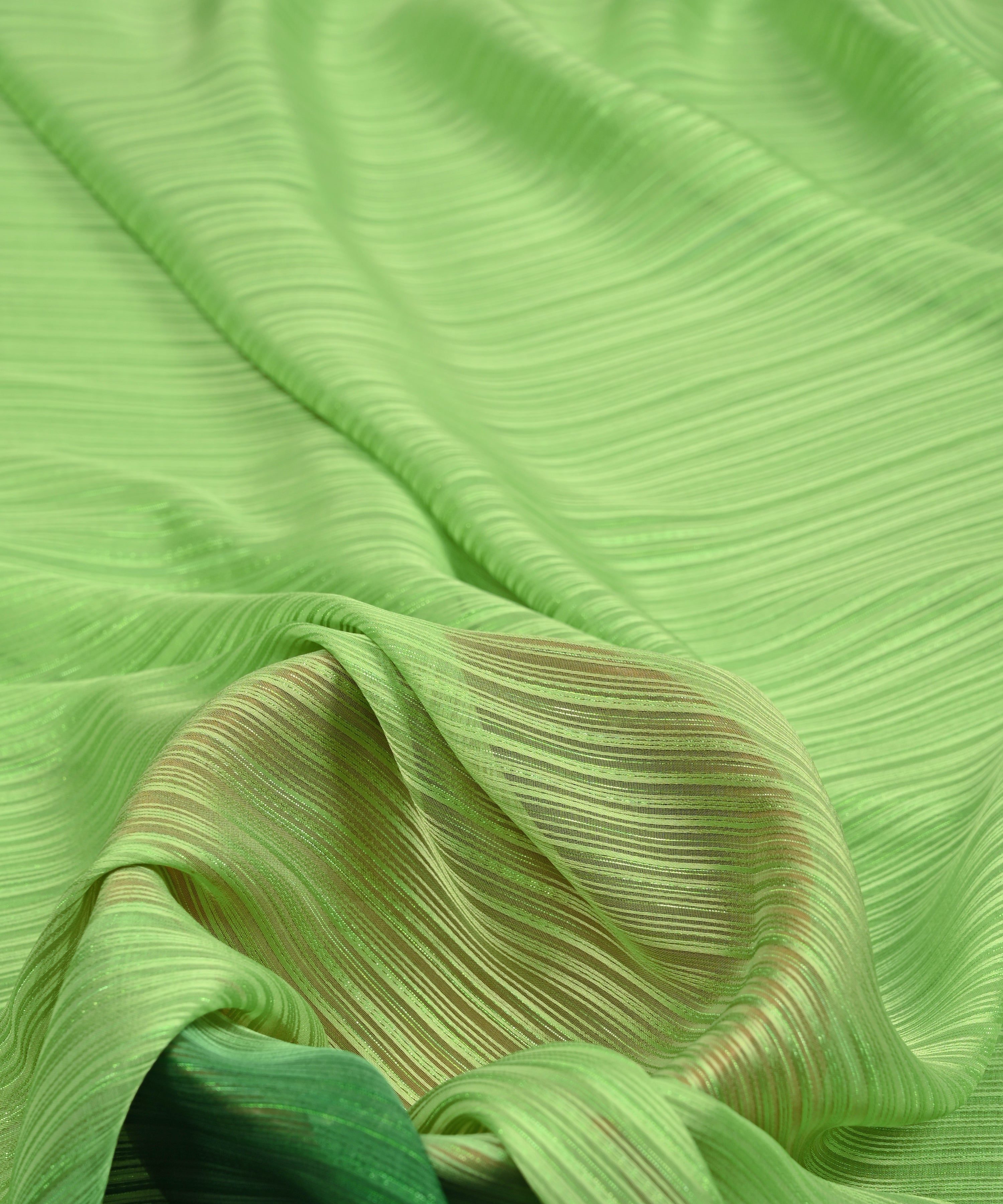 Green & Dark green Shaded Georgette Fabric with Satin patta