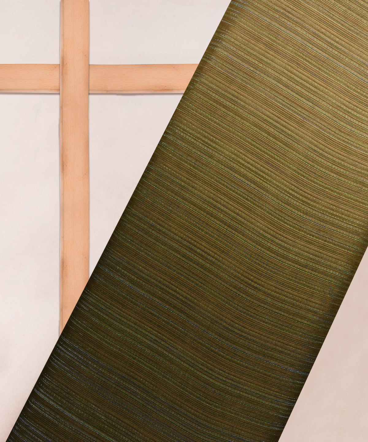 Olive Green & Biege Shaded Georgette Fabric with Satin patta