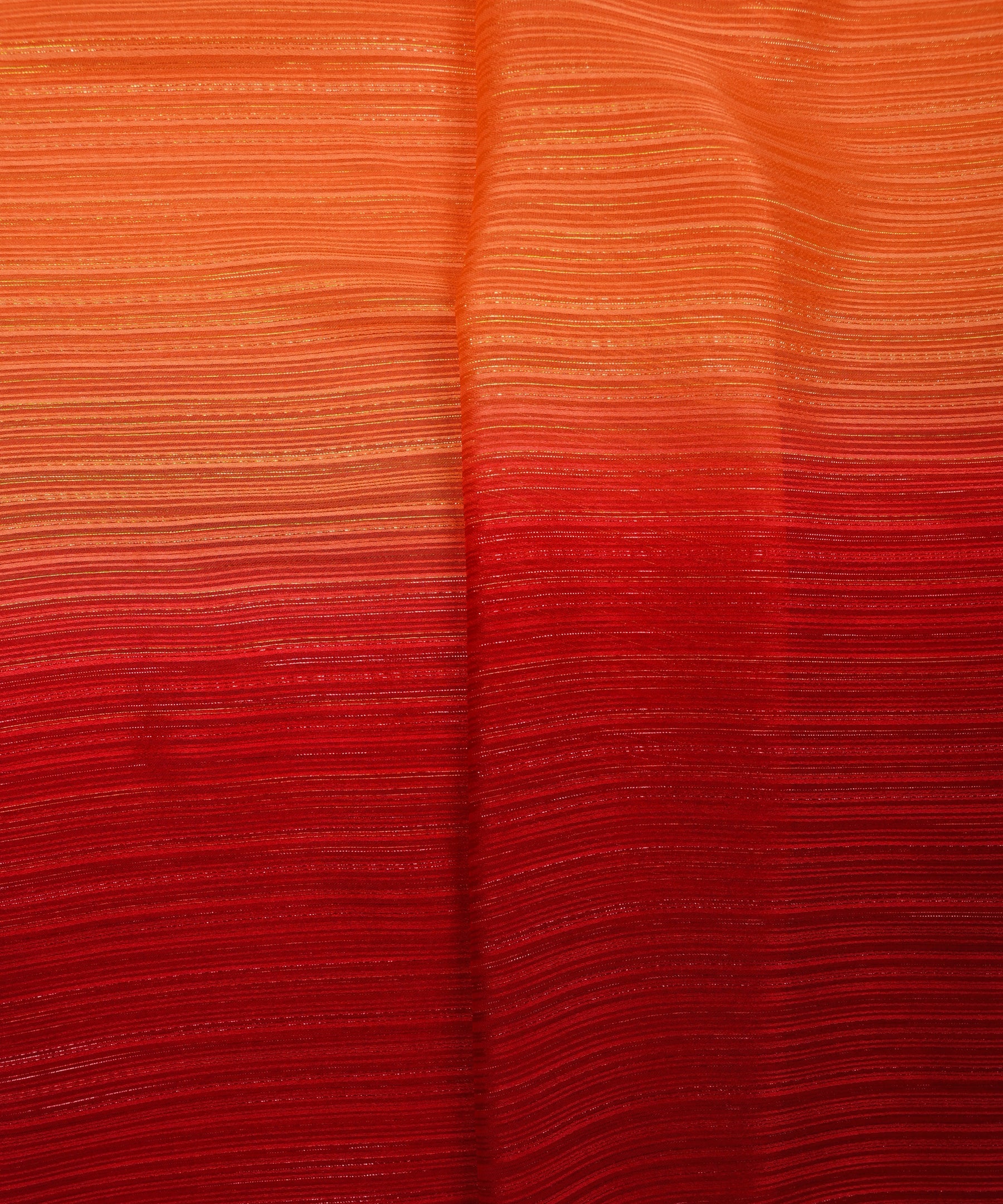 Orange & Maroon Shaded Georgette Fabric with Satin patta
