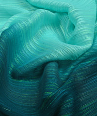Sea green & Teal Shaded Georgette Fabric with Satin patta