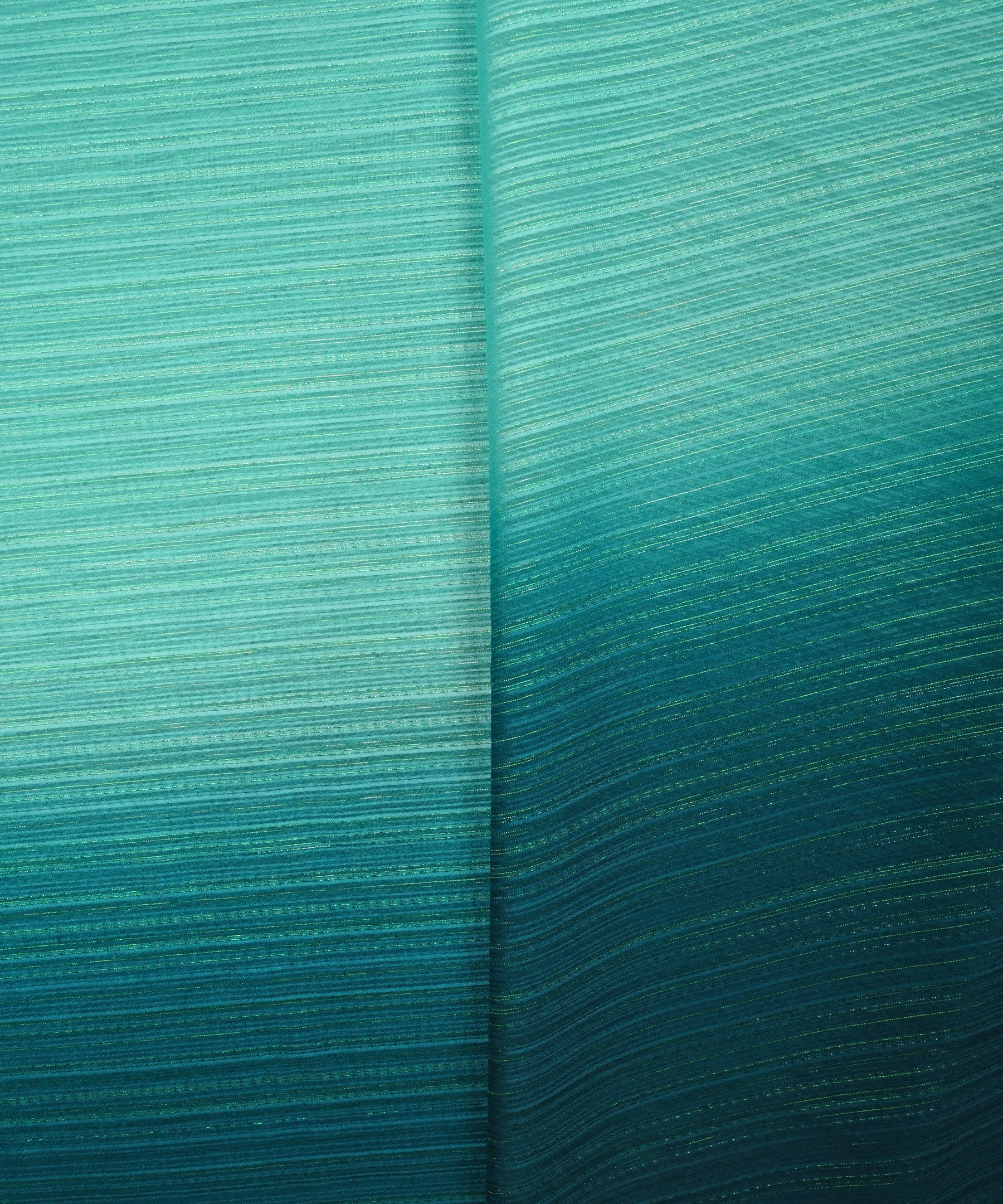 Sea green & Teal Shaded Georgette Fabric with Satin patta