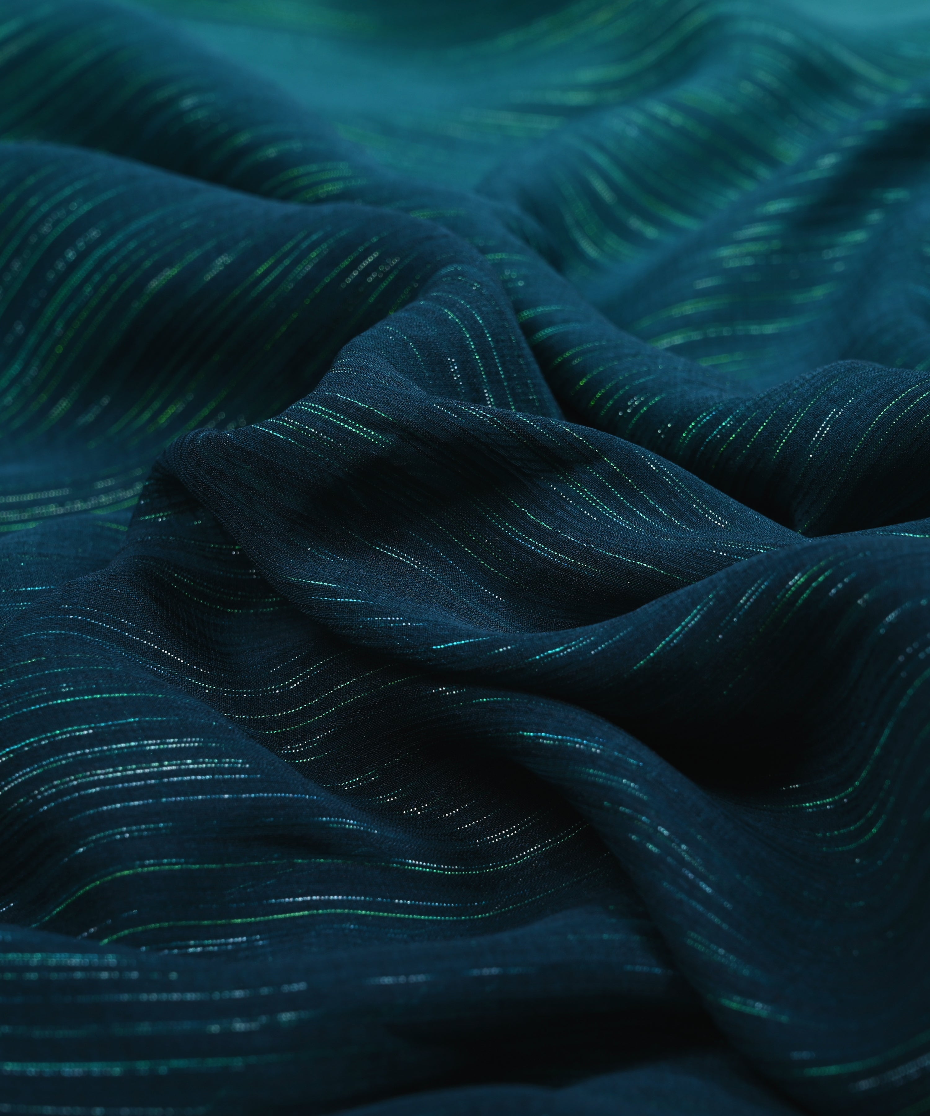 Teal & Firoji Shaded Georgette Fabric with Satin patta