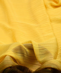 Yellow & coffee Shaded Georgette Fabric with Satin patta