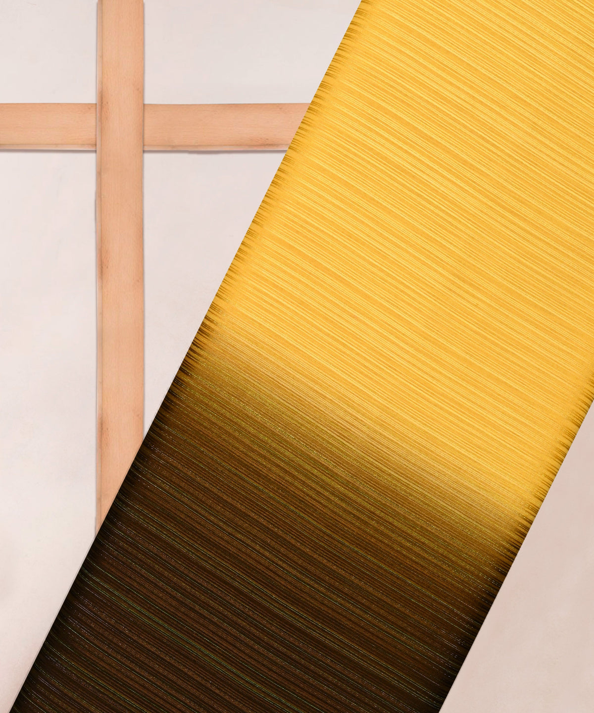 Yellow & coffee Shaded Georgette Fabric with Satin patta