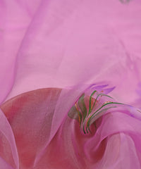 Lilac Purple floral patterned Hand prined Organza fabric