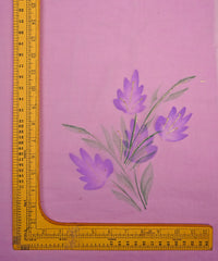 Lilac Purple floral patterned Hand prined Organza fabric
