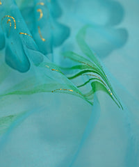 Aqua Green Floral design Organza fabric