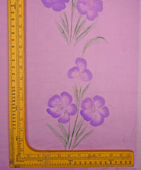 Lilac Purple floral design Hand prined Organza fabric