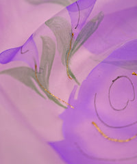 Lilac Purple flower-patterned Hand prined Organza fabric