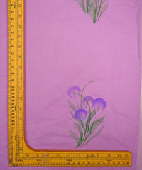 Lilac Purple flower design Hand prined Organza fabric