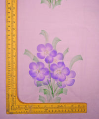 Lilac Purple flower pattern Hand prined Organza fabric