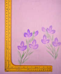 Lilac Purple floral motif Hand prined Organza fabric