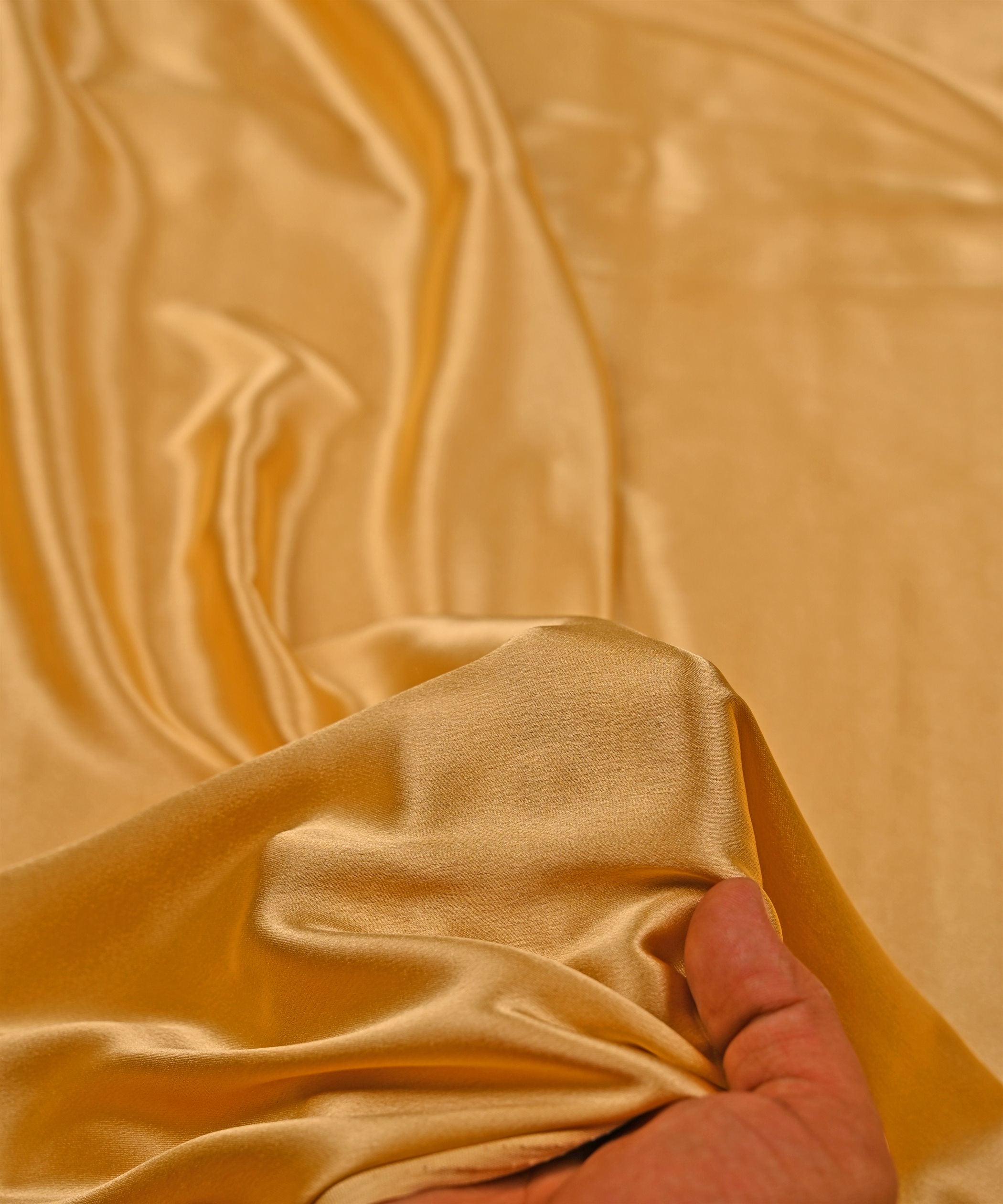 Mustard Yellow Plain Dyed Japan Satin Fabric