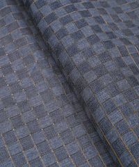 Blue Jute fabric with Checks