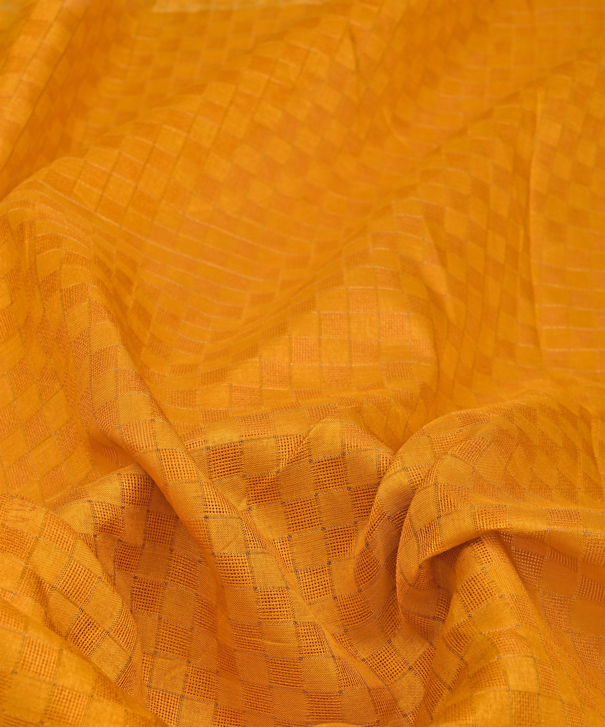 Mustard Yellow Jute fabric with Checks