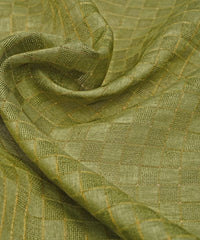 Olive Green Jute fabric with Checks