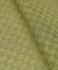 Olive Green Jute fabric with Checks