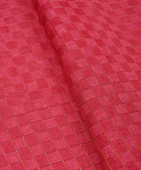 Pink Jute fabric with Checks