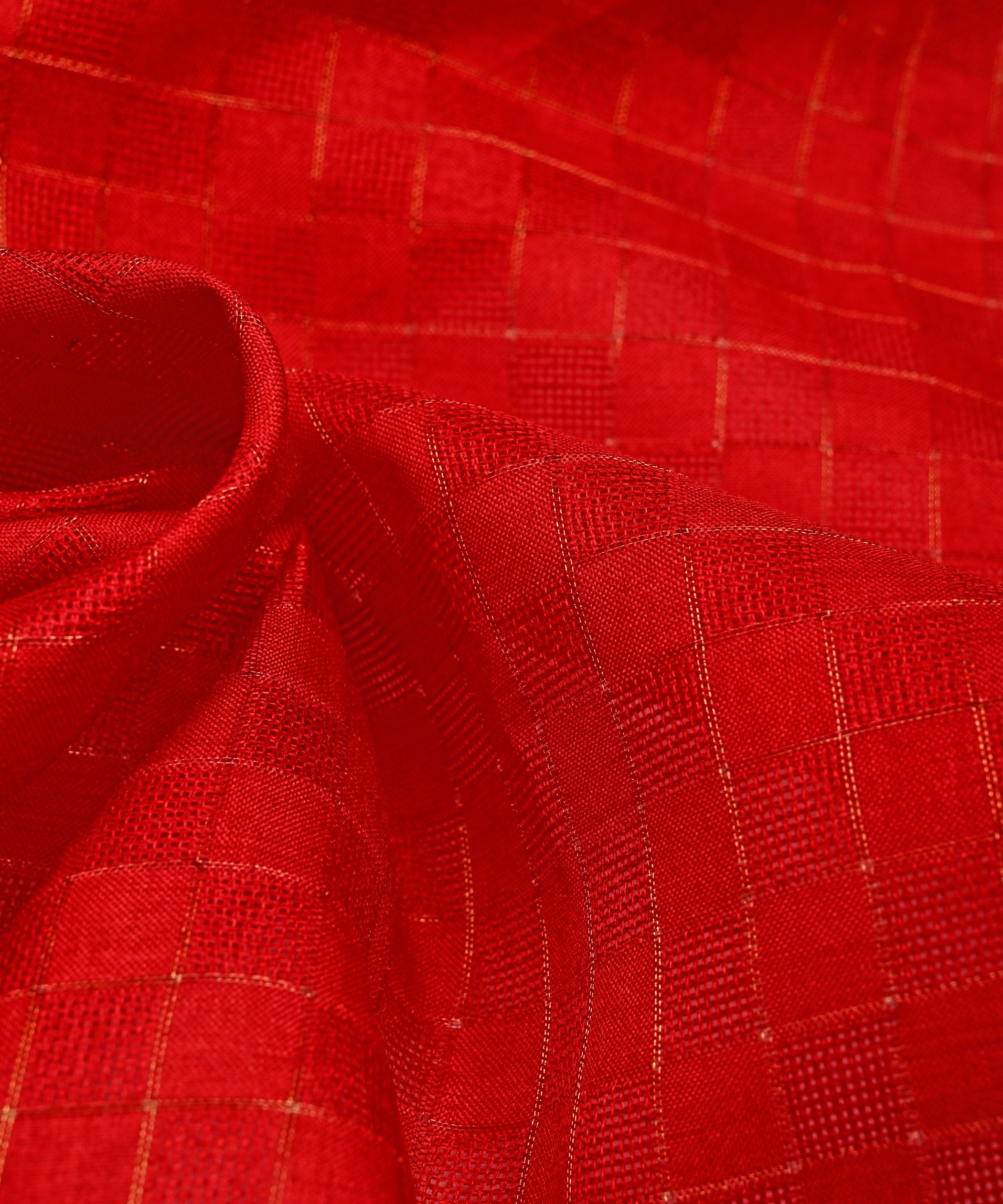 Red Jute fabric with Checks