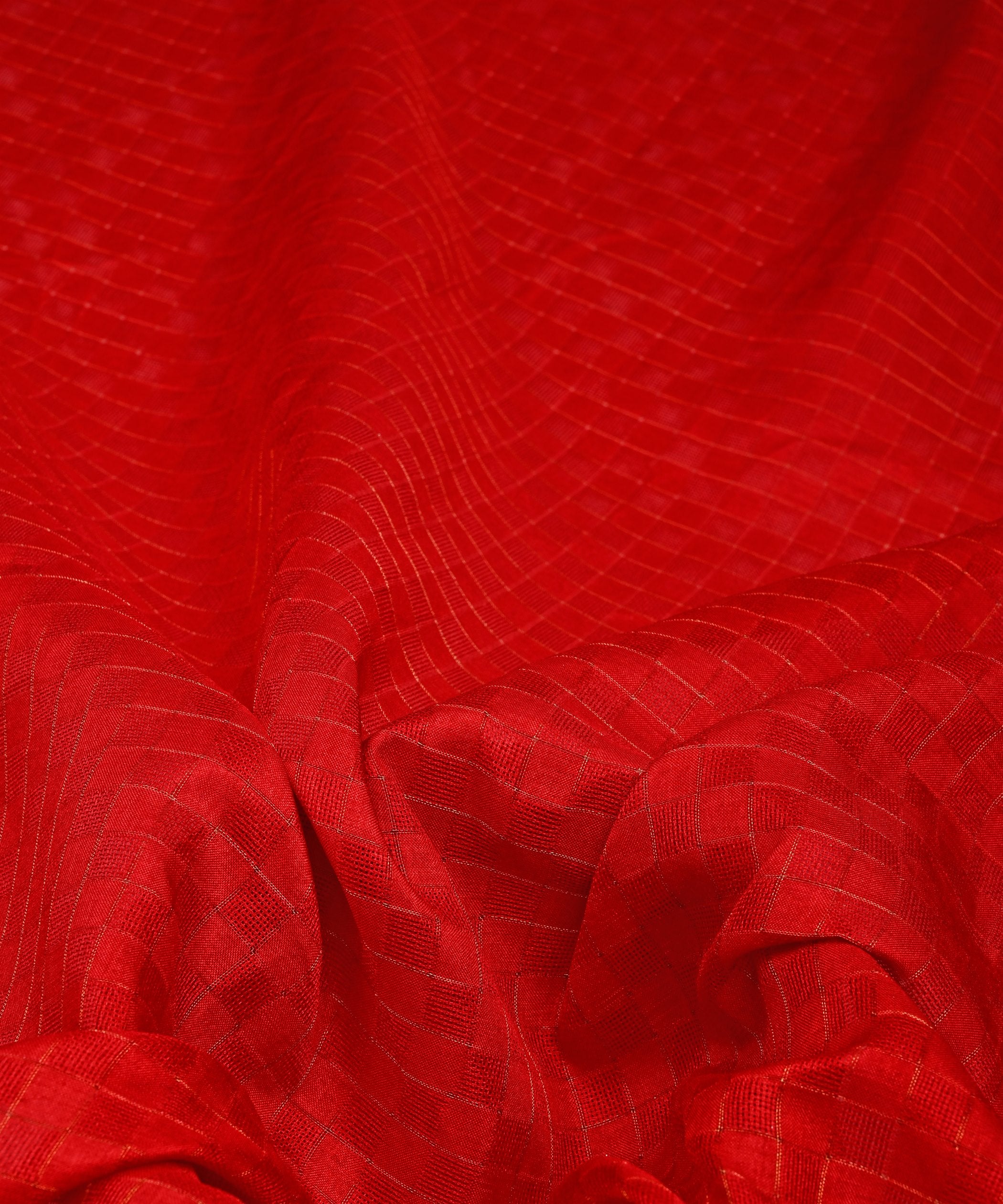 Red Jute fabric with Checks