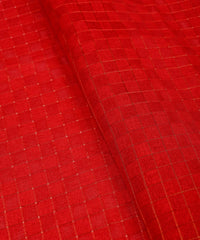 Red Jute fabric with Checks