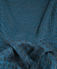 Royal Blue Jute fabric with Checks