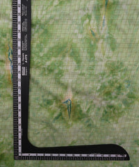 Green Jute Fabric with Checks and Shibori Print