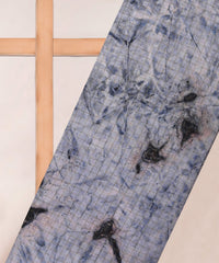 Grey Jute Fabric with Checks and Shibori Print