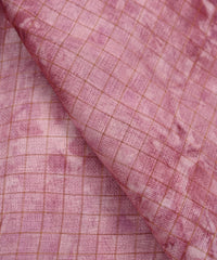 Light Wine Jute Fabric with Checks and Shibori Print