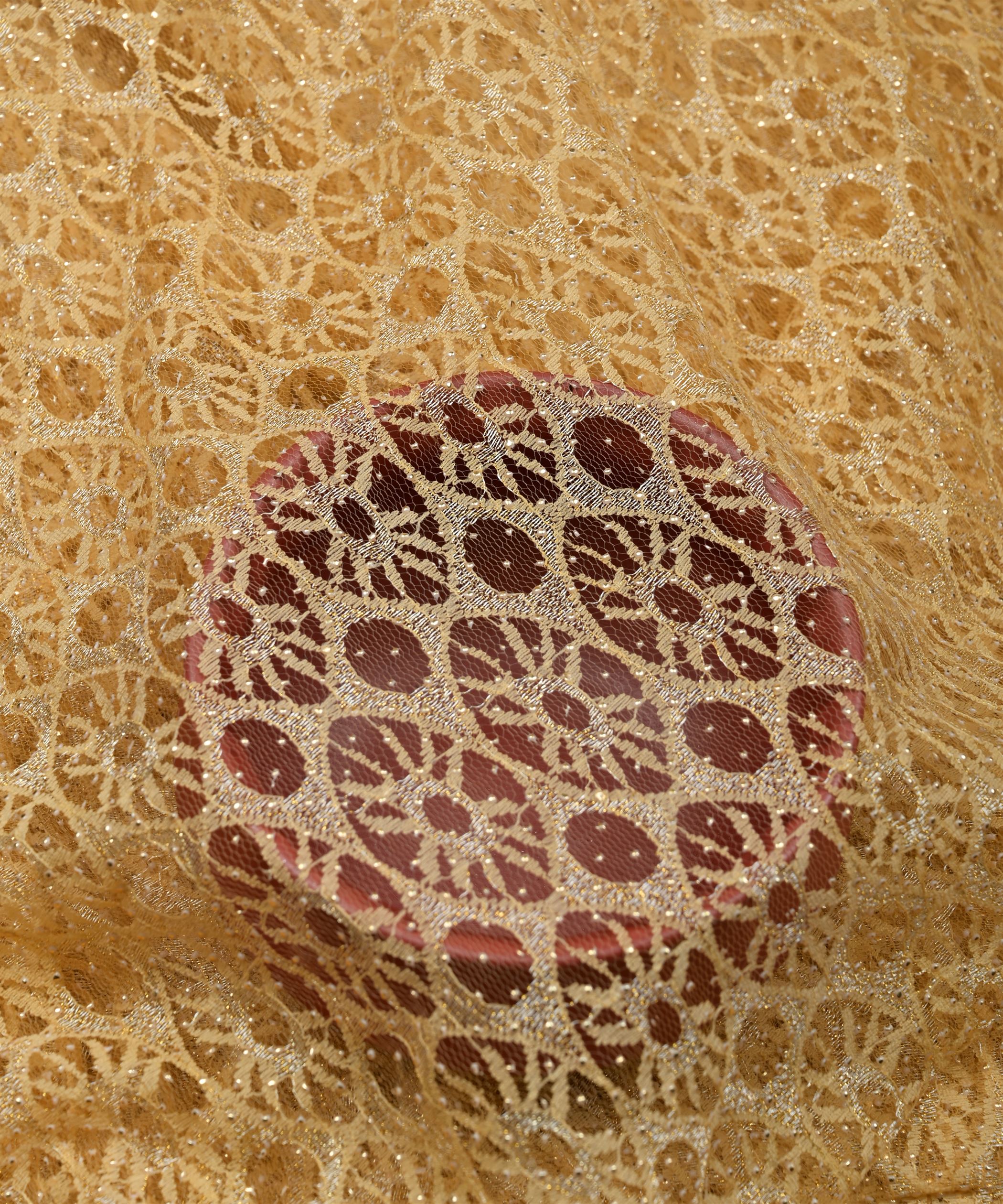 Gold Knitted fabric with Dewdrop