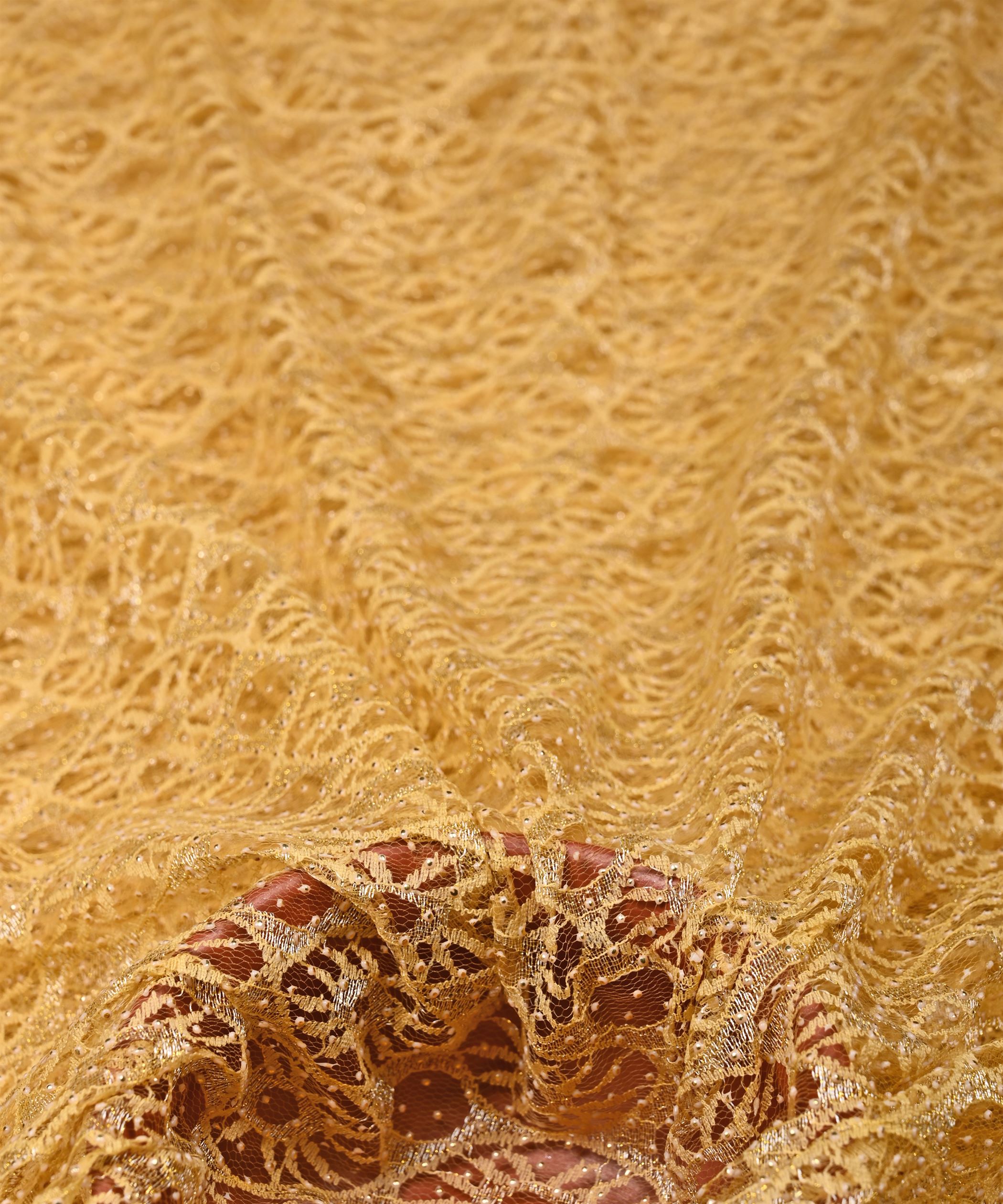 Gold Knitted fabric with Dewdrop